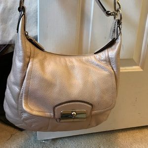 Classic metallic cream Coach bag